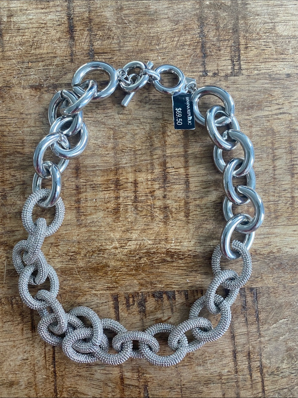 NWT‎ Banana Republic Chunky Silver Chain Necklace - Mixed Link Statement